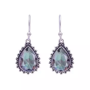 Rainbow Mystic Fire Topaz 925 Sterling Silver Earring V9537, Rainbow Earring, Pear Earring, Valentin s Day Gift, Gift For Her, Birthday Gift, Handmade