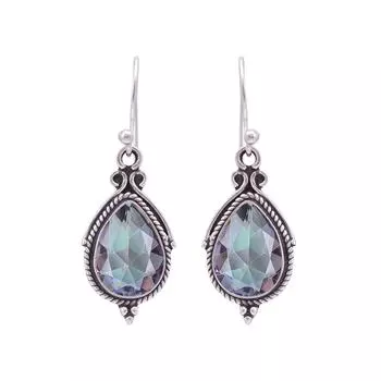 Rainbow Mystic Fire Topaz 925 Sterling Silver Earring V9777, Rainbow Earring, Pear Earring, Valentin s Day Gift, Gift For Her, Birthday Gift, Handmade