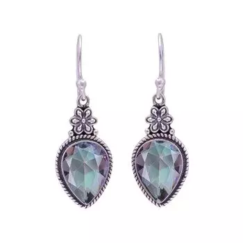 Rainbow Mystic Fire Topaz 925 Sterling Silver Earring V9616, Rainbow Earring, Pear Earring, Valentin s Day Gift, Gift For Her, Birthday Gift, Handmade