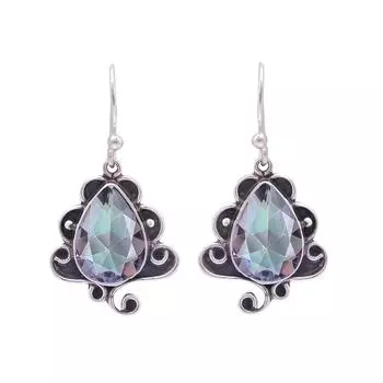 Rainbow Mystic Fire Topaz 925 Sterling Silver Earring V9817, Rainbow Earring, Pear Earring, Valentin s Day Gift, Gift For Her, Birthday Gift, Handmade