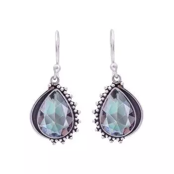 Rainbow Mystic Fire Topaz 925 Sterling Silver Earring V9857, Rainbow Earring, Pear Earring, Valentin s Day Gift, Gift For Her, Birthday Gift, Handmade