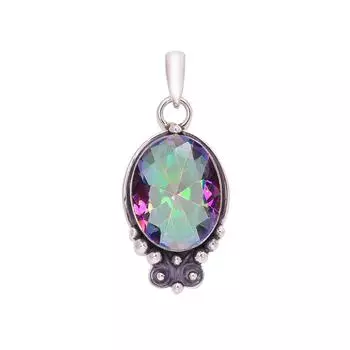 Rainbow Mystic Fire Topaz 925 Sterling Silver Pendant V7661, Rainbow Pendant, Oval Pendant, Valentin s Day Gift, Gift For Her, Birthday Gift, Handmade