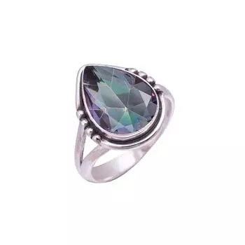 Rainbow Mystic Fire Topaz Gemstone 925 Sterling Silver Ring V9497, Rainbow Ring, Pear Ring, Valentin s Day Gift, Gift For Her, Birthday Gift, Handmade