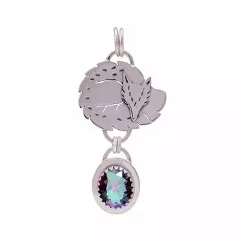 Rainbow Mystic Fire Topaz Gemstone 925 Sterling Silver Pendant V8986, Rainbow Pendant, Oval Pendant, Valentin s Day Gift, Gift For Her, Birthday Gift,