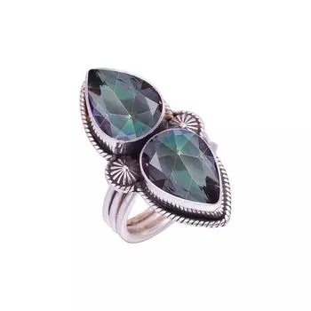 Rainbow Mystic Fire Topaz Gemstone 925 Sterling Silver Ring V9417, Rainbow Ring, Pear Ring, Valentin s Day Gift, Gift For Her, Birthday Gift, Handmade