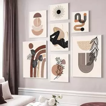 Rainbow Plants Abstract Lines Bohemian Sun Wall Art Canvas Painting Nordic Posters And Prints Pictures For Linving Room Decor 21x30cm No Framed