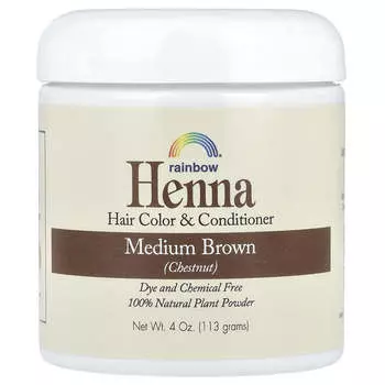 Rainbow Research, Хна, краска для волос и кондиционер, средне-коричневый (каштан), 4 унции (113 г)