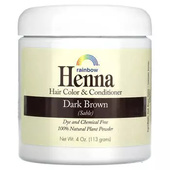 Rainbow Research, Хна, краска для волос и кондиционер, темно-коричневый (Соболь), 4 унции (113 г)