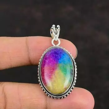 Rainbow Solar Quartz Druzy Pendant 925 Sterling Silver Pendant Genuine Gemstone Pendant Handmade Jewelry Latest Design Pendant Gifts For Mom