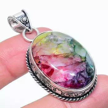 Rainbow Solar Quartz Gemstone 925 Sterling Silver Jewelry Pendant 2.09 q4f45