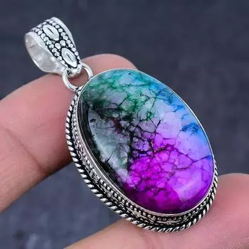 Rainbow Solar Quartz Gemstone Handmade 925 Sterling Silver Pendant 2.05 P2a36