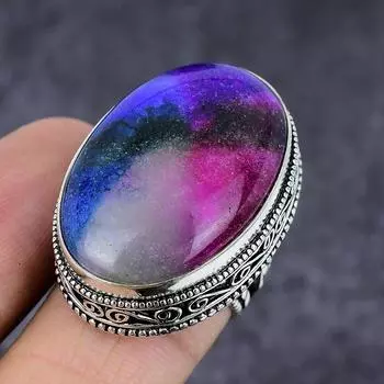 Rainbow Solar Quartz Gemstone Handmade 925 Sterling Silver Gift Ring Size 8 q8O63