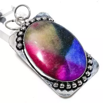Rainbow Solar Quartz Gemstone Handmade 925 Sterling Silver Pendant 2.68 C6S08