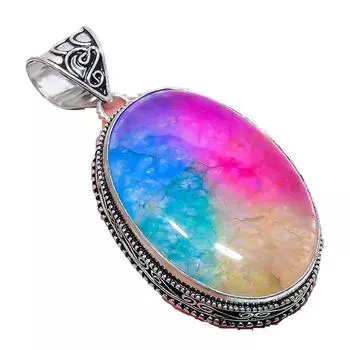 Rainbow Solar Quartz Gemstone Handmade 925 Sterling Silver Jewelry Pendant 2.17 AH-806 2.2 красный