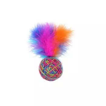 Rainbow yarn Ball Feather Ball Funny Cat Toy Wool EVA Material Light Foam Ball Throwing Toy For Dog Cat Toy Supplies Colorful разноцветный