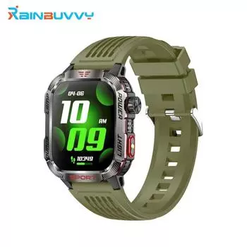 Rainbuvvy HT29 полноэкранные сенсорные смарт-часы IP68 водонепроницаемые 2,01-дюймовые IPS HD большие спортивные часы Bluetooth с поддержкой фонарика и компаса чёрный