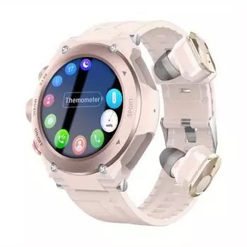 Rainbuvvy T92 Earbud Smartwatch 1.28inch IPS Full Touch 128MB RAM 470mAh BT5.0 TWS IP67 Водонепроницаемый Запись Локальная Музыка Беспроводной Смарт Браслет чёрный