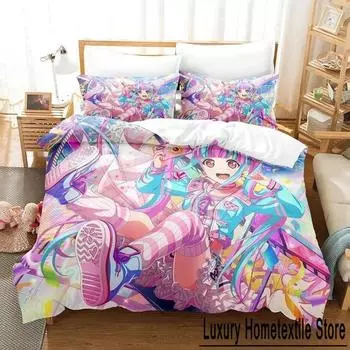 RAISE A SUILEN Bedding Set Cartoon Anime three-piece set Adult Kid Bedroom Duvet cover Sets 3D Print Kawaii Girls lit complet EU Single 135x200cm