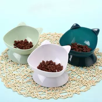 Raised Cat Bowl Small Dog Waterer Pet Feeding Bowl Protect Pet Spines Kitty Snack Bowl Food Container for Small Medium Dogs розовый