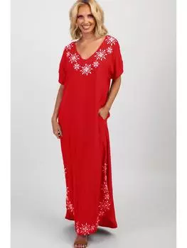 Районный халат-накидка на пляж с V-образным вырезом и вышивкой One Size