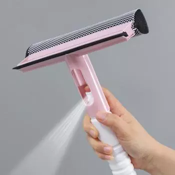 Ракель для оконного стекла с распылителем воды, нескользящая ручка, подвесное хранилище, многофункциональное чистящее средство 3-в-1 белый