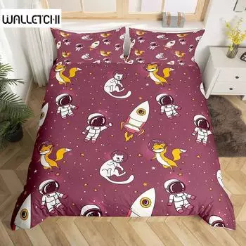 Ракета, астронавт, космическая тема, комплект пододеяльников, King Queen, полноразмерный полиэстеровый плед для детей, мальчиков и девочек, декор спальни EU single(135x200cm)