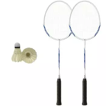 Ракетка для бадминтона B4000G с воланом для начинающих, для тренировок, для водоплавающих птиц, стандартный чехол Yonex, эластичная белая x 2 2 (011 + Шаттлы) белый