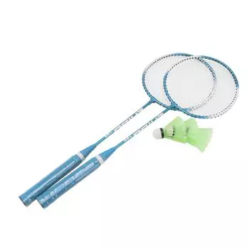 Ракетка для бадминтона для 2 игроков, суперлегкая, с меньшим сопротивлением воздуха, прочная, средняя, для стержней, синяя, для бадминтона