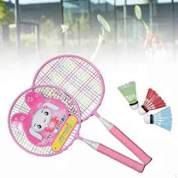 Ракетка для бадминтона для детей, воланы, спортивные игры в помещении и на открытом воздухе, удобная ручка красный
