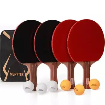 Ракетка для настольного тенниса Merytes, набор из 4 ракеток для пинг-понга с 6 мячами для настольного тенниса, набор для настольного тенниса