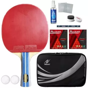 Ракетка для настольного тенниса Nittaku New Student для набора для настольного тенниса Sanarion NK, поддержка, для начинающих, резина/резиновая паста/боковая лента/футляр для ракетки/1