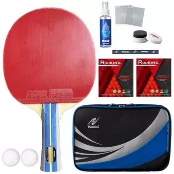 Ракетка для настольного тенниса Nittaku New Student для набора для настольного тенниса Sanarion NK, поддержка, для начинающих, резина/резиновая паста/боковая лента/футляр для ракетки/1