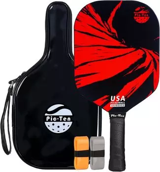Ракетка для пиклбола Edgeless Pickleball Paddle, одобренная USAPA, из углеродного волокна, для соревнований, для тренировок, спортивные аксессуары, подарок YTP Pic-Ten красный