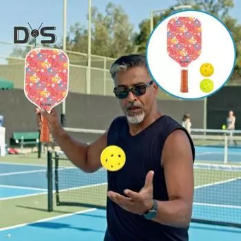 Ракетка для пиклбола с ячеистым сердечником из стекловолокна и 4 мячами, эргономичная рукоятка, ракетка для пиклбола для мужчин, женщин и детей E