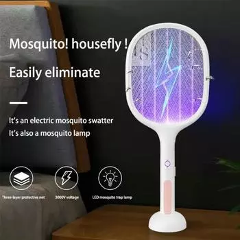 Ракетка для уничтожения комаров USB-лампа для зарядки электрошокера УФ-лампа Ловушка для мух Летняя мухобойка