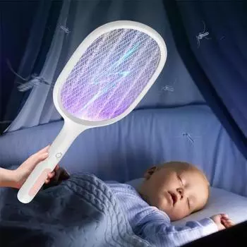 Ракетка для уничтожения комаров USB-лампа для зарядки электрошокера УФ-лампа Ловушка для мух Летняя мухобойка