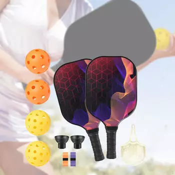 Ракетка Pickleball Эргономичная ручка Ракетка с поверхностью из стекловолокна, 2 ракетки, 4 мяча и Style D