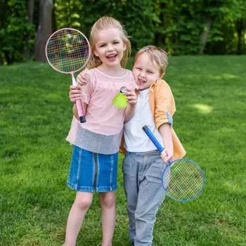 Ракетки для бадминтона, детские ракетки для бадминтона, комплект уличных воланов, ракетка, игрушки с 3 мячами для спортивных игр для 2 игроков розовый
