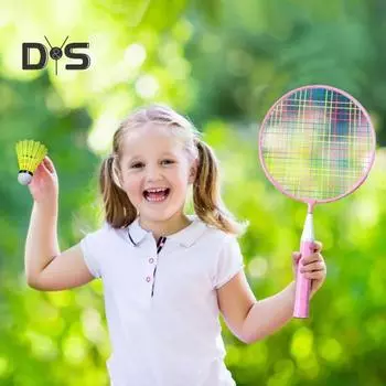 Ракетки для бадминтона, детские ракетки для бадминтона, комплект уличных воланов, ракетка, игрушки с 3 мячами для спортивных игр для 2 игроков розовый