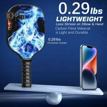 Ракетки для пиклбола Ракетки для пиклбола из стекловолокна Легкие ракетки для пиклбола с ручкой, впитывающей пот, для всех уровней синий