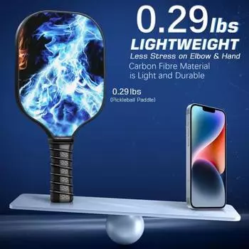 Ракетки для пиклбола Ракетки для пиклбола из стекловолокна Легкие ракетки для пиклбола с ручкой, впитывающей пот, для всех уровней синий