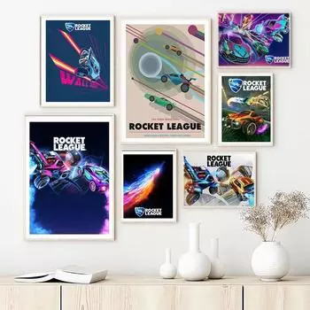 Ракетная Лига, игровой постер, декор для комнаты, видеоигра, холст, картина, неоновые автомобильные принты, настенное искусство, современная комната для мальчика, гостиная, домашний декор 21x30cm No Frame