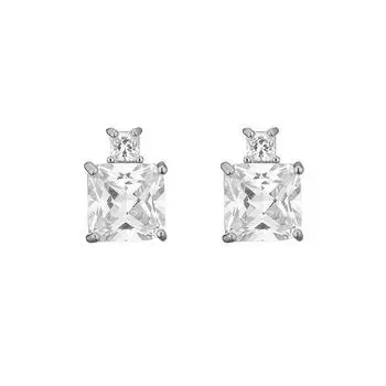 RAKOL Серьги-пусеты геометрической квадратной формы цвета сапфира с цирконом для женщин