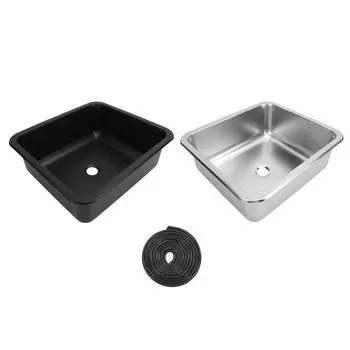 Раковина для автофургона 304 из нержавеющей стали, универсальная, большой емкости, прямоугольная, кухонная мойка для двигателя Brushed Polished Silver