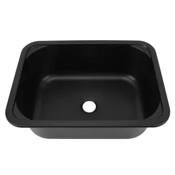 Раковина для автофургона, емкость 12 л, 15 X 11 X 5,7 дюйма, односекционная раковина из нержавеющей стали с 40-миллиметровым сливным отверстием для лодки, автофургона, кемпера чёрный