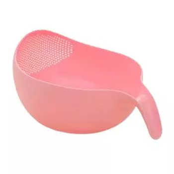 Раковина для мытья риса с ручкой, пищевой, быстрый слив, предотвращает проливание, чаша для мытья фруктов, многоцелевой кухонный фильтр для фруктов и овощей розовый