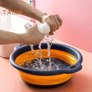 Раковина для стирки, большая емкость, пластиковое подвесное отверстие, портативный складной умывальник для кемпинга, бытовые принадлежности S темно-синий