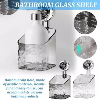 Раковина для ванной комнаты, стойка на присоске, ящик для хранения присосок, настенная раковина для ванной комнаты, душевая комната, не нужно перфорировать One Size серый