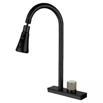 Раковина с водопадом, кухонный смеситель, смеситель для горячей и холодной воды, умывальник, несколько водовыпусков, вращающийся кран для летающего дождя, одно отверстие, черный, серый чёрный