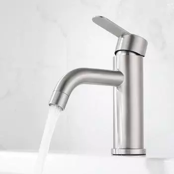 Раковина Смеситель для ванной комнаты Смеситель для раковины с горячей и холодной водой Матовый черный серебристый кран для раковины Кран из нержавеющей стали